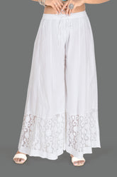 COTTON CHIKANKARI FLARED PALAZZO PANT