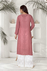 GEORGETTE CHIKANKARI LONG KURTI
