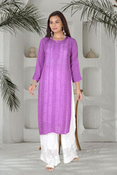 GEORGETTE CHIKANKARI LONG KURTI