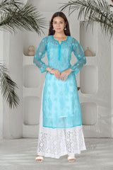 ORGANZA CHIKANKARI KURTI