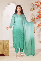 MUSLIN CHIKANKARI KURTA PANT SET