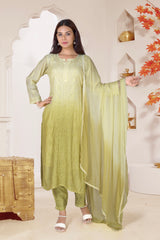 MUSLIN CHIKANKARI KURTA PANT SET