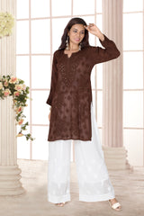 GEORGETTE CHIKANKARI SHORT KURTI