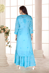 SATIN CHIKANKARI SHARARA SET