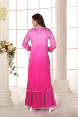 SATIN CHIKANKARI SHARARA SET