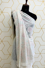 GEORGETTE CHIKANKARI MULTI COLOUR SAREE