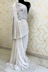 GEORGETTE CHIKANKARI MULTI COLOUR SAREE