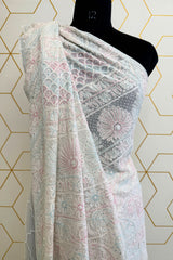 GEORGETTE CHIKANKARI MULTI COLOUR SAREE