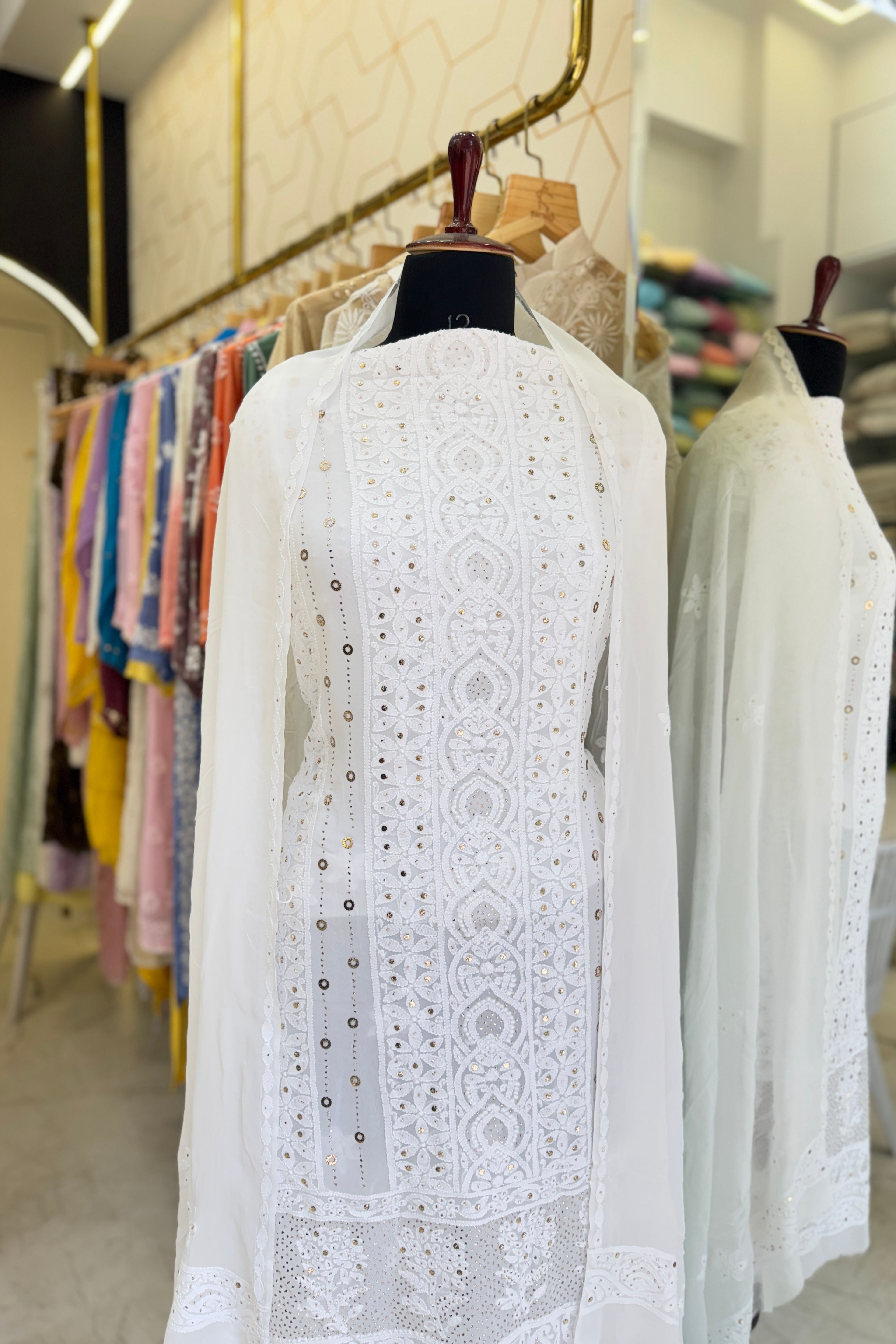 GEORGETTE CHIKANKARI STRAIGHT SUIT