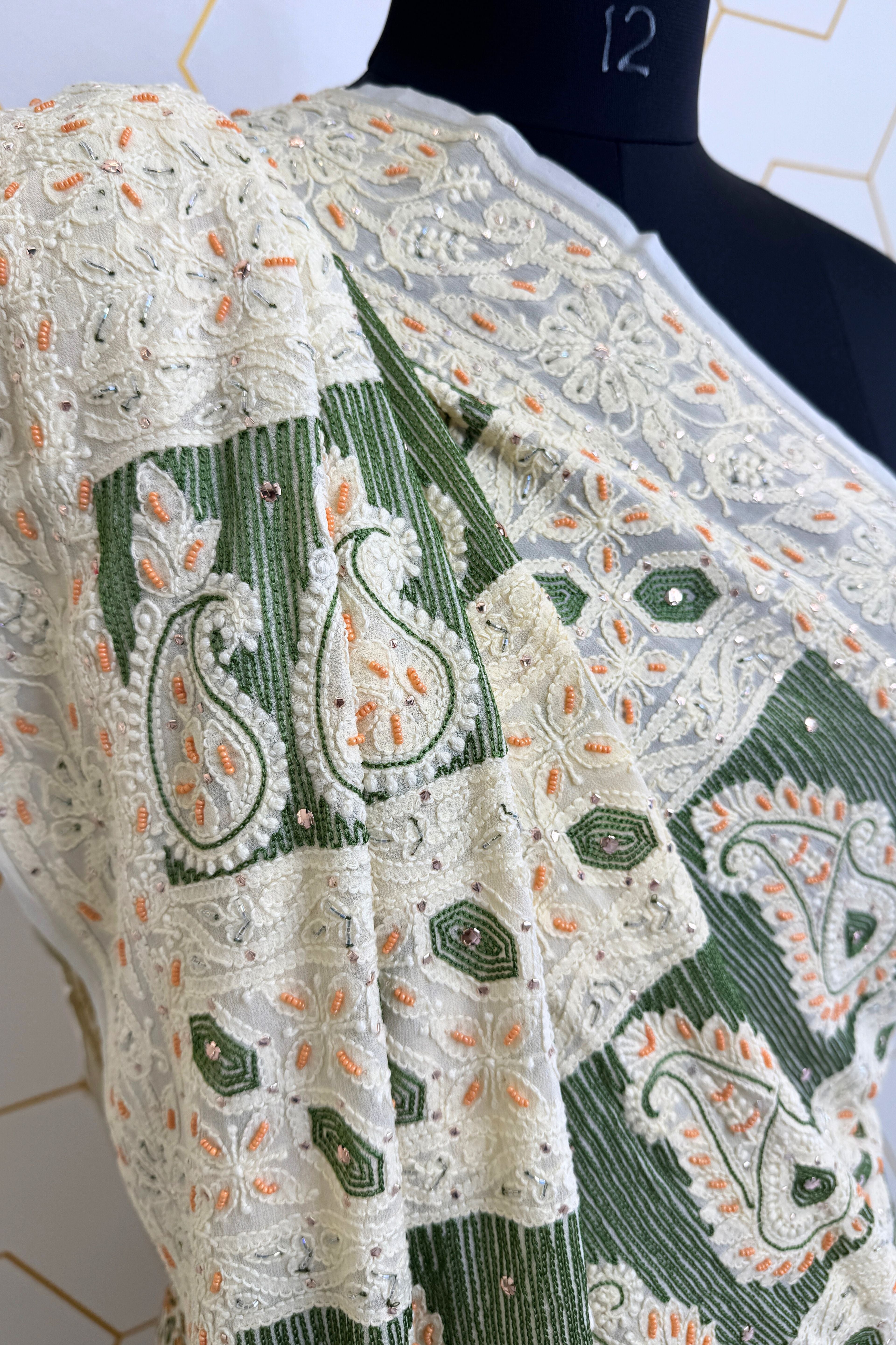 GEORGETTE CHIKANKARI PRINTED SAREE